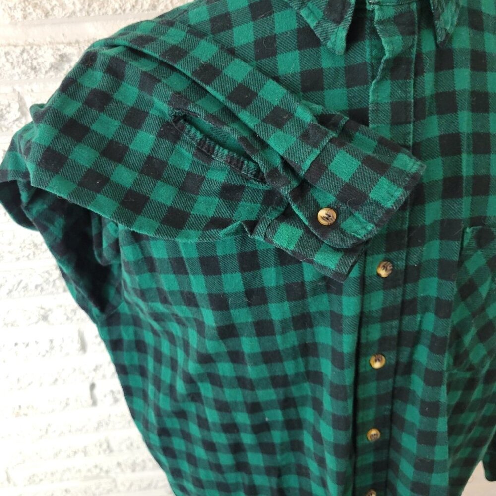Puritan Mens Shirt XXL Long Sleeve Green Plaid Collar Pocket Button Up PLA45E - Picture 5 of 9